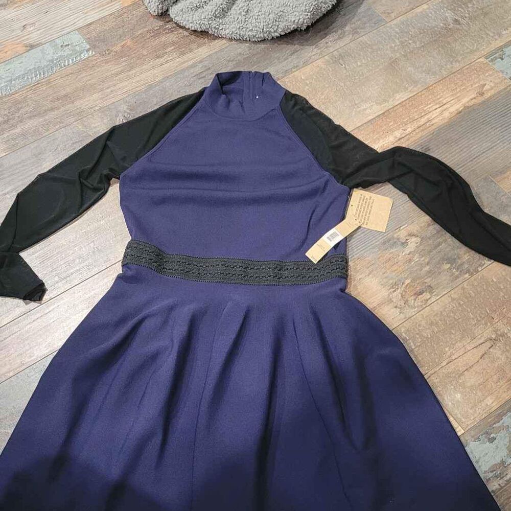 Beautiful RACHEL ROY dress. Navy With Sheer Sleeves. XL BRAND NEW $150 Retail